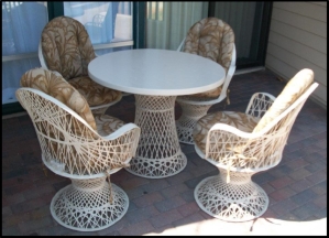 Fiberglass Outdoor Wicker Furniture Diamond Back w/ Arms
